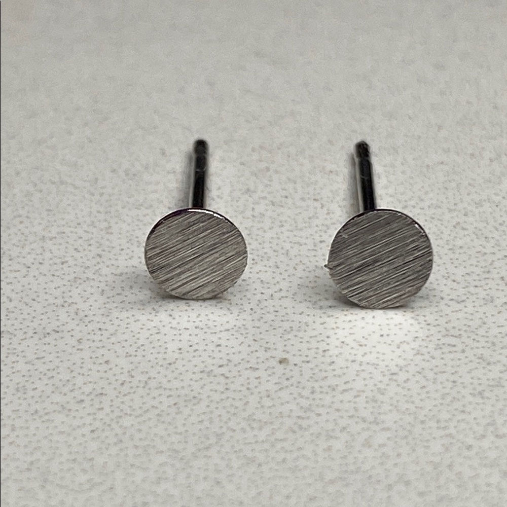 Sterling Silver Textured Disc Mini Micro Stud‎ Earrings